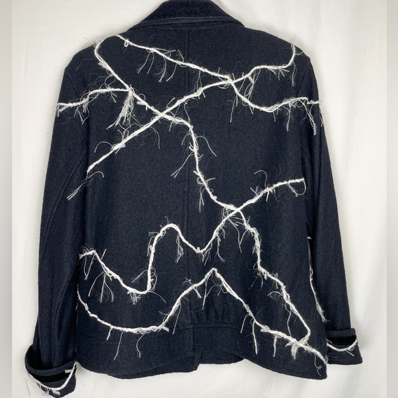 VTG Funky Wool Gap peacoat with metallic threading and embroidery patchwork Sz.L - Picture 2 of 9